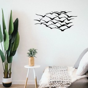 Nástenná kovová dekorácia Vtáci 120x55 cm čierna