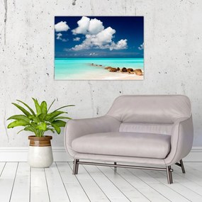 Sklenený obraz - Tropická pláž (70x50 cm)