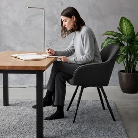 Sada šiestich otočných jedálenských stoličiek TURNO zamatové, čierne / čierne nohy (6 ks)