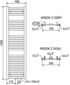 Mexen Hades, vykurovacie teleso 1500 x 400 mm, 574 W, biela, W104-1500-400-00-20