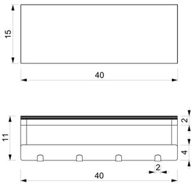 Nástenný vešiak na uteráky s poličkou 10x40 cm biela