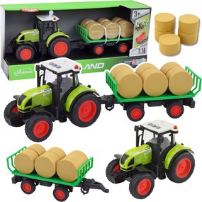 LEAN Toys Poľnohospodársky traktor Poľnohospodársky príves Balíky sena Zelená 1:16