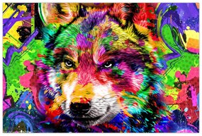 Obraz - Vlk s graffiti (90x60 cm)