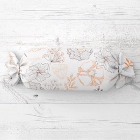 Biante Vankúš valec bonbon Sandra SA-526 Hnedé vlčie maky na bielom 15x40 cm
