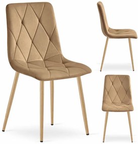 Jedálenská stolička LIBRA zamatová hnedá / drevené nohy