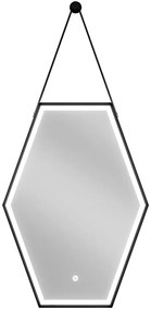 Mexen Orla, LED kúpeľňové zrkadlo s podsvietením a čiernym rámom 50x70 cm, 6000K, ochrana proti zahmlievaniu, 9815-050-070-611-70