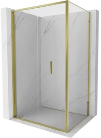 Mexen Exo, skladací sprchový kút 85 x 95 cm, číre sklo, zlatá, 816-085-095-50-00