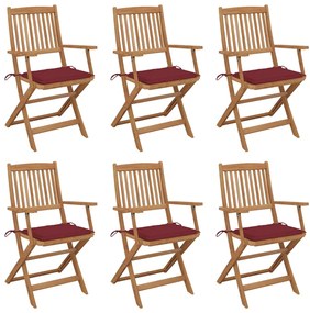 Skladacie záhradné stoličky so sedákmi 6 ks akáciový masív 3074949