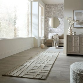 Sivobéžový ručne tkaný vlnený behúň 80x300 cm Elva – Flair Rugs