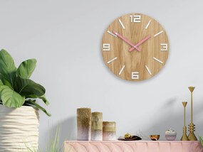 Nástenné hodiny Arabic Wood hnedo-ružové