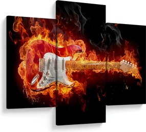 Obraz - Gitara v plameňoch (90x60 cm)