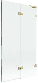 Mexen Lunar L, 2-krídlová vaňová zástena pravá 100 x 150 cm, číre sklo, zlatá matná, 897L-100-100-55-00-P