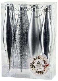 Vánoční sada 8 ks ozdob Santa Lila Rampouchy stříbrná