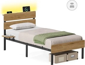 Kovová posteľ s LED osvetlením 90 cm RMB102K01