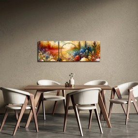 Obraz - Pestrofarebná lúka (s hodinami) (90x30 cm)
