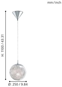Eglo 93073 - Luster LUBERIO 1xE27/60W/230V priemer 25 cm