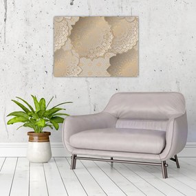 Sklenený obraz - Mandaly v zlatých tónoch (70x50 cm)