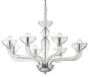 Závesné svietidlo/Luster Ideal lux 044255 CASANOVA SP8 TRASPARENTE 8xE14 40W chróm