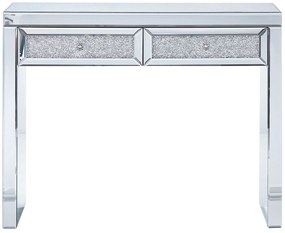 Zrkadlový konzolový stolík s 2 zásuvkami strieborný TILLY Beliani