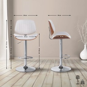 Barová stolička Clawson - látka, chróm rám - orech/krém