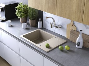 Kuchinox Celebes, 1-komorový granitový drez 650x440x185mm s krátkym odkvapkávačom, béžová, LAV-SBL_413T