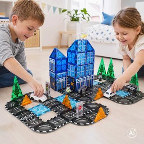 KIK 3D magnetická stavebnica Policajné autá, 91 dielov