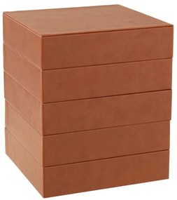 Hnedá 4-poschodová šperkovnica z umelej kože Cognacco - 20*20*22cm