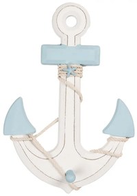 Modro-biela drevená dekorácia kotva Anchor Nautic - 22*5*33 cm