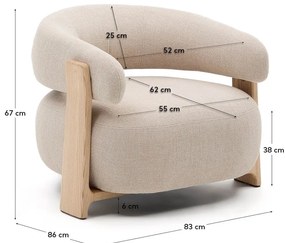 Béžové ženilkové kreslo Granite – Kave Home