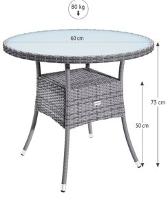 InternetovaZahrada Ratanový stôl Ø60 cm - šedý