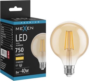 Mexen Vintis, LED žiarovka E27, G95, 8W, Teplá - 2700K, 750 lm, jantárová - L157-E27-0827-50