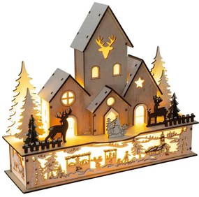 Retlux - LED Vianočná dekorácia LED/2xAA dedina drevo