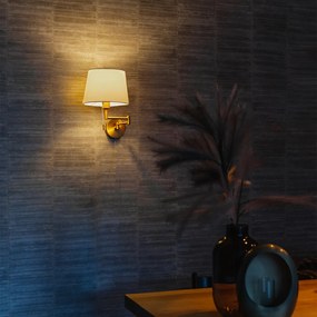 Bronzová nástenná lampa s bielym tienidlom a nastaviteľným ramenom - Ladas Deluxe