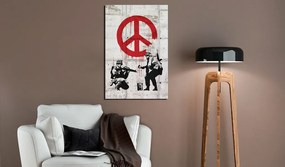 Artgeist Obraz - Soldiers Painting Peace by Banksy Veľkosť: 80x120, Verzia: Na talianskom plátne