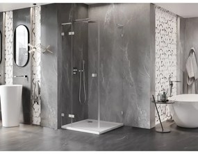 Mexen Lunar, L sklápací sprchový kút ľavý 80 x 80 cm, 8mm číre sklo, oceľový profil, 834L-080-080-97-00-L