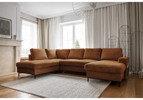 Oranžovohnedá menčestrová rozkladacia rohová pohovka (ľavý roh) Lofty Lilly – Miuform