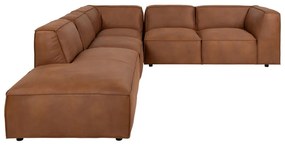 Koňakovohnedá rohová pohovka z imitácie kože (ľavý roh) Fairfield Kentucky – Bonami Selection