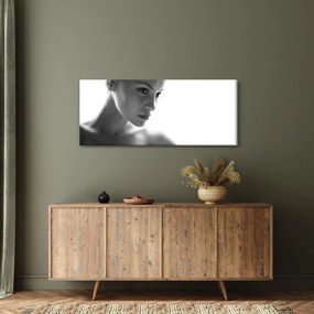 Obraz - Čiernobiely portrét ženy (120x50 cm)