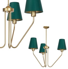 Luster Victoria, 3x zelené textilné tienidlo, g
