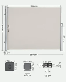 Bočná markíza 180 x 350 cm SONGMICS GSA185E