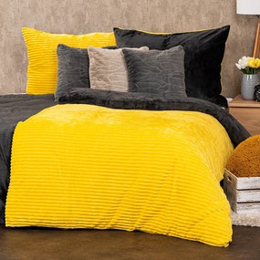 4Home Obliečky mikroflanel Stripe žltá, 140 x 200 cm, 70 x 90 cm