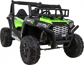 Ramiz Buggy UTV Off-roader pre deti Zelená + diaľkové ovládanie + nosič batožiny + pomalý štart + EVA + MP3 LED