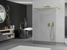 Mexen Kioto, sprchová zástena Walk-In 155 x 200 cm, 8mm číre sklo, zlatý lesklý profil, 800-155-002-50-00