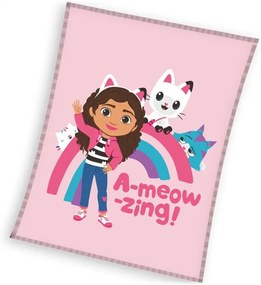 Coral fleece deka Gábinin kúzelný domček – motív Mňauúžasná Gábi - 130 x 160 cm