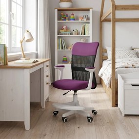 Detská stolička Neoseat MONKEY WHITE s podnožou — látka, biela / fialová