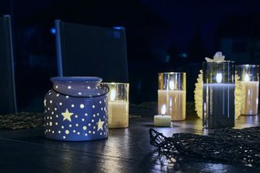 DECOLED LED svíčka ve skle, 7,5 x 12,5 cm, zlatá