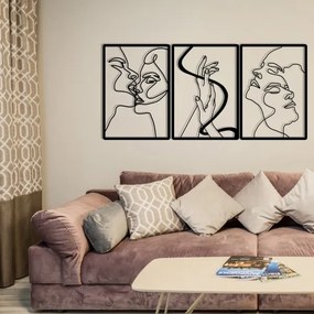 SADA 3x Nástenná dekorácia 109x50 cm láska kov