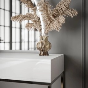 TOALETNÝ STOLÍK EMELINE BIELY LESK + CHRÓM LED ZRKADLO PRAVE