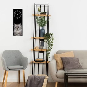 Čierne detské nástenné hodiny 20 x 60 cm mačka