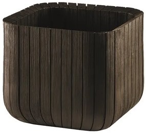 Keter Plastový kvetináč Cube planter M hnedá, 30 x 30 x 30 cm